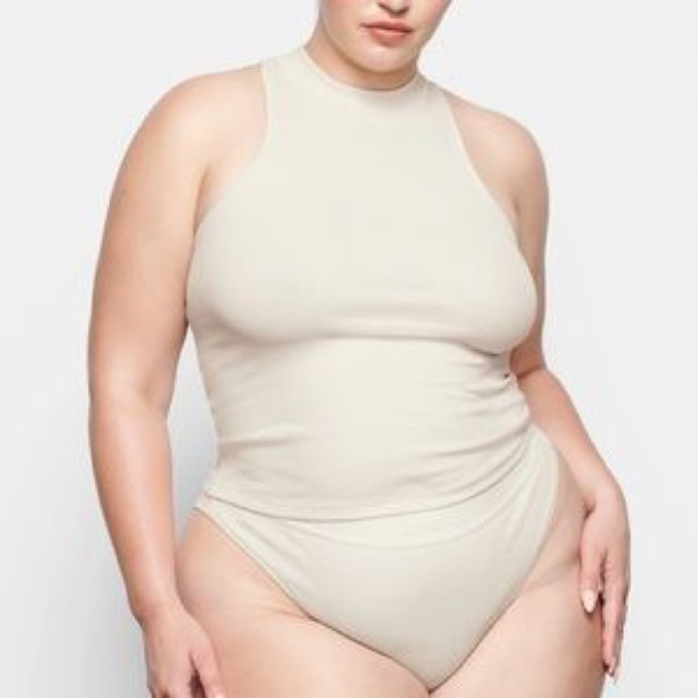 SKIMS Cotton Rib Mock Neck Tank in Bone